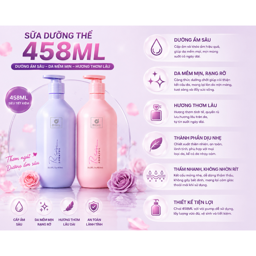 Kem dưỡng thể sữa 458 ml • Làm trắng da • Dưỡng ẩm • Hương thơm lâu phai • Giúp da mềm mịn và phục hồi làn da
