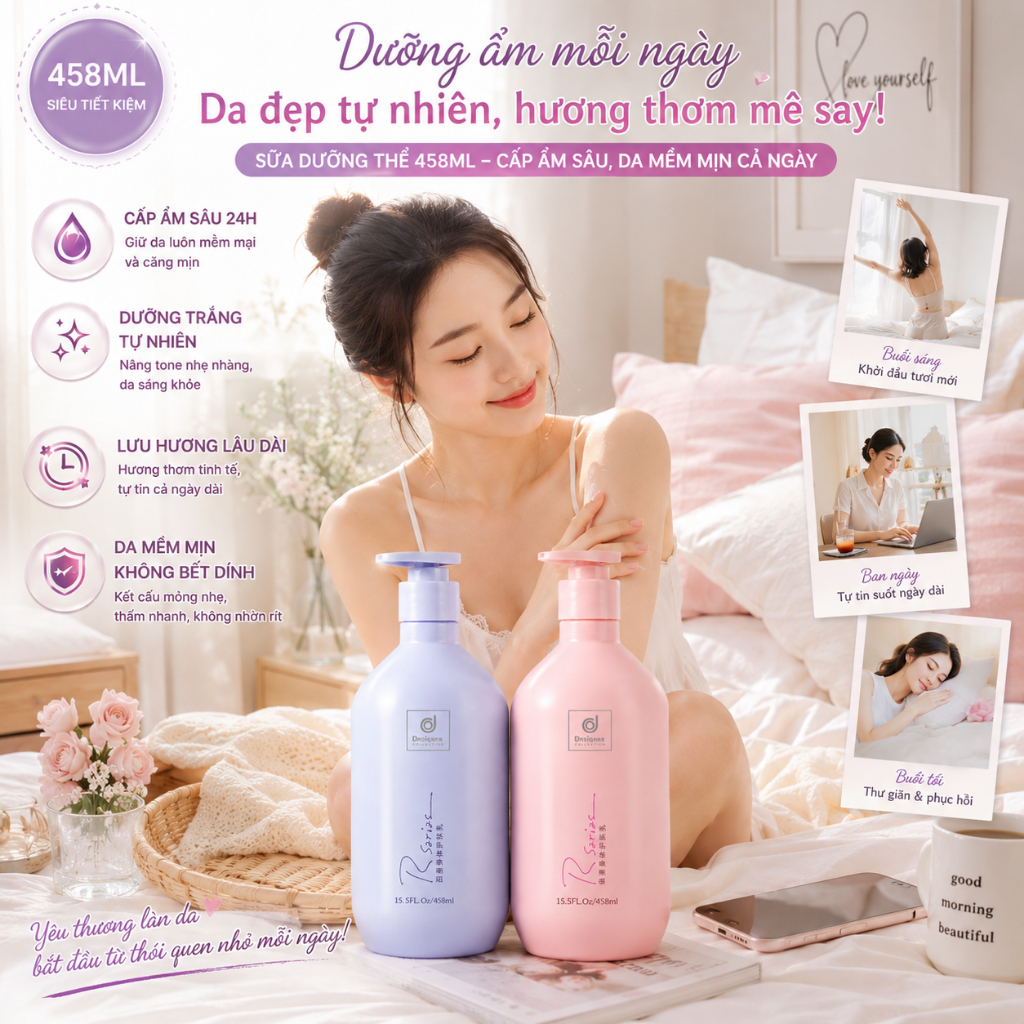 Kem dưỡng thể sữa 458 ml • Làm trắng da • Dưỡng ẩm • Hương thơm lâu phai • Giúp da mềm mịn và phục hồi làn da