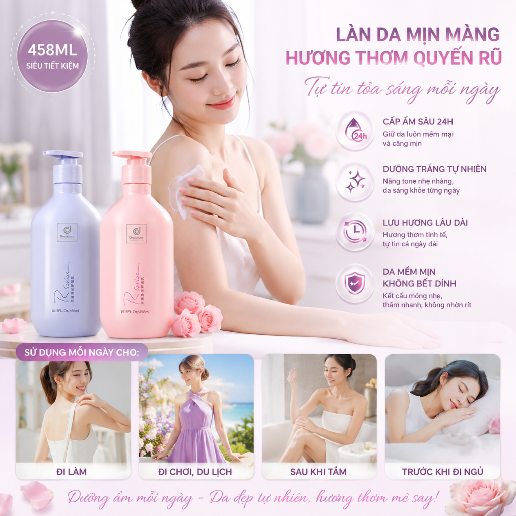 Kem dưỡng thể sữa 458 ml • Làm trắng da • Dưỡng ẩm • Hương thơm lâu phai • Giúp da mềm mịn và phục hồi làn da