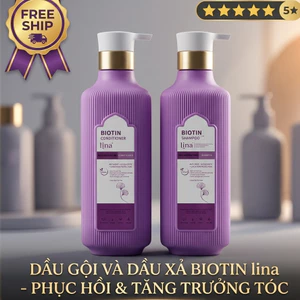 Combo Cặp Dầu Gội Xả Biotin Lina Chính Hãng 500ml – Giảm Rụng Tóc, Giúp Tóc Suôn Mượt Chắc Khỏe