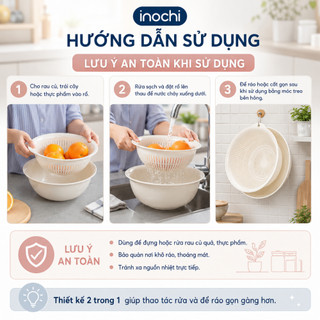 Thau rổ nhựa tròn cao cấp Yoko Inochi Nhật Bản loại lớn cao cấp chắc chắn sang trọng (Nhiều màu)