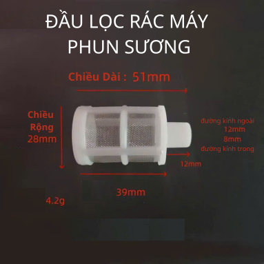 bộ rọ lọc rác bơm mini cho hệ thống tưới phun sương,tưới nhỏ giọt, lưới thép không gỉ đường kính ngoài 12mm.