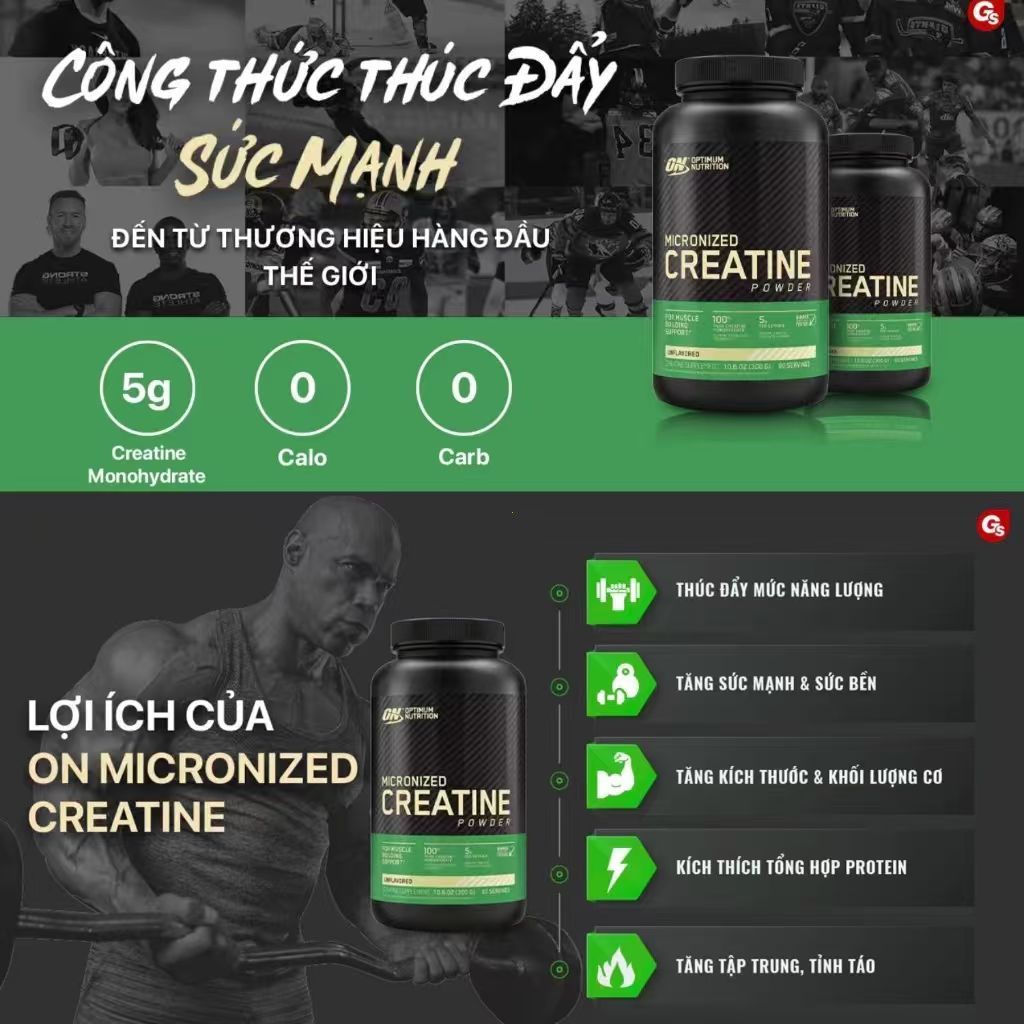 ON Bột tăng hiệu suất tập luyện, Micronized Creatine Powder 300g,Nhanh chóng thúc đẩy mức năng lượng