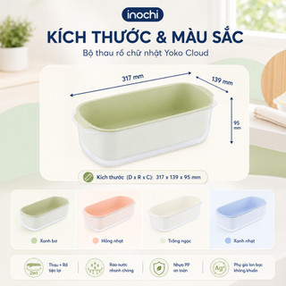 BỘ THAU RỔ CHỮ NHẬT Inochi Yoko Nhật Bản dụng cụ nhà bếp cao cấp tiện lợi Dễ vệ sinh hạn chế rêu mốc