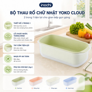 BỘ THAU RỔ CHỮ NHẬT Inochi Yoko Nhật Bản dụng cụ nhà bếp cao cấp tiện lợi Dễ vệ sinh hạn chế rêu mốc