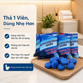 Combo 5 Túi Tẩy Bồn Cầu Diệt Khuẩn, Khử Mùi Hương Chanh, Làm Sạch Vết Ố Vàng, Viên Thả Bồn Cầu