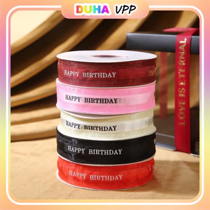 Lốc 10 Cuộn Ruy Băng Voan 2,5cm Chữ Happy Birthday DUHA 064