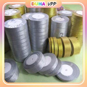 Combo 10 Cuộn Ruy Băng Kim Tuyến Nhũ Vàng Nhũ Bạc Dài 22m Gói Hoa, Dây Trang Trí Dây Gói Quà DUHA 065