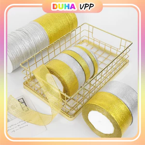 Lốc 5 Cuộn Ruy Băng Kim Tuyến Ruy Băng Nhũ Bản 1cm 2cm 4cm Dài 22m Làm Nơ Trang Trí Đẹp DUHA 065