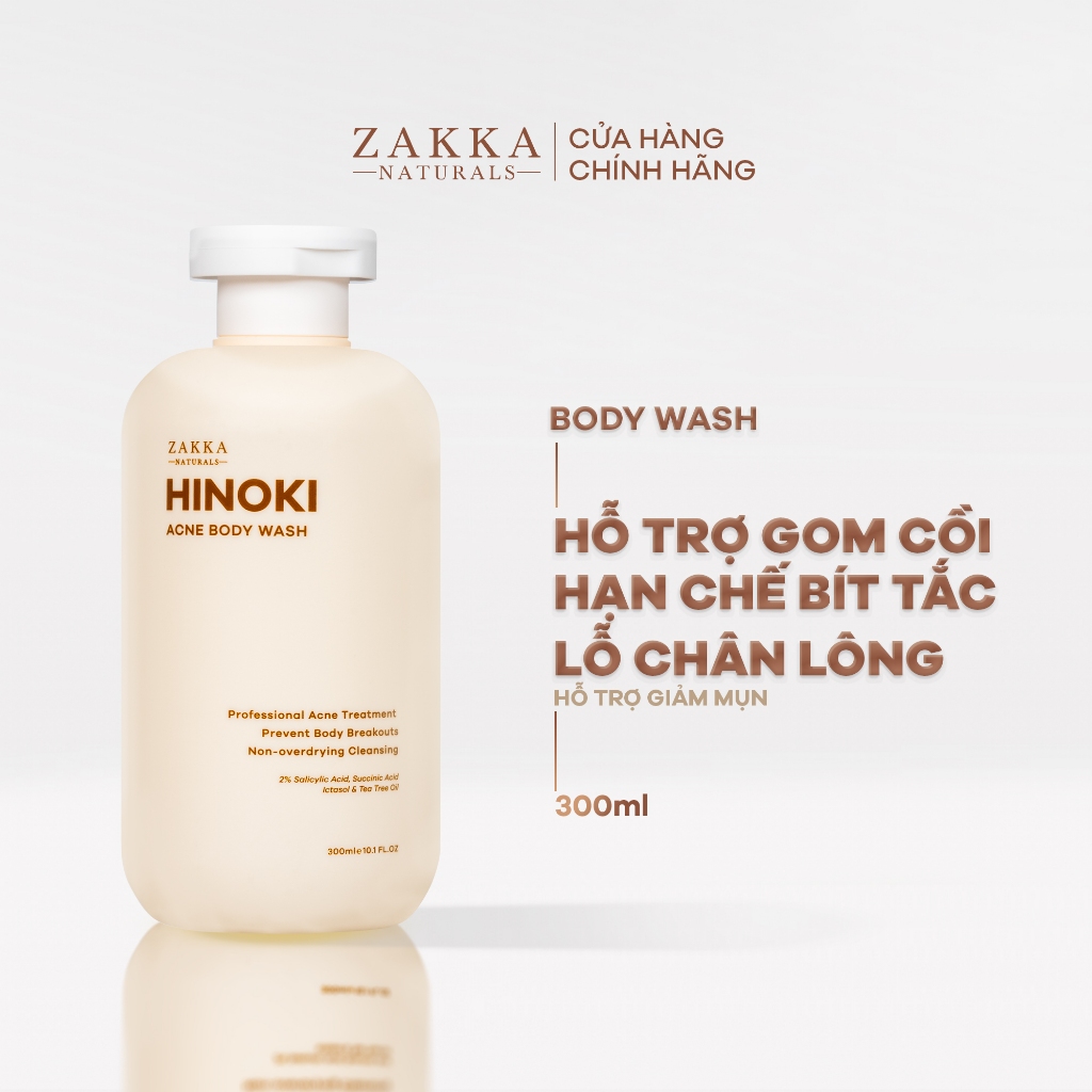 Sữa Tắm Hỗ Trợ Giảm Mụn Hinoki Body Wash Zakka Naturals 300ml