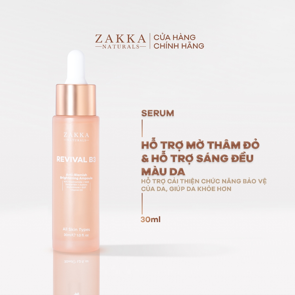 Tinh chất Revival B3 Zakka Naturals hỗ trợ mờ thâm đỏ và sáng đều màu da 30ml