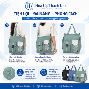Túi Vải Canvas Đeo Vai Nữ, Túi Tote Đi Học Đi Làm Nhiều Ngăn, Đeo Vai Đeo Chéo