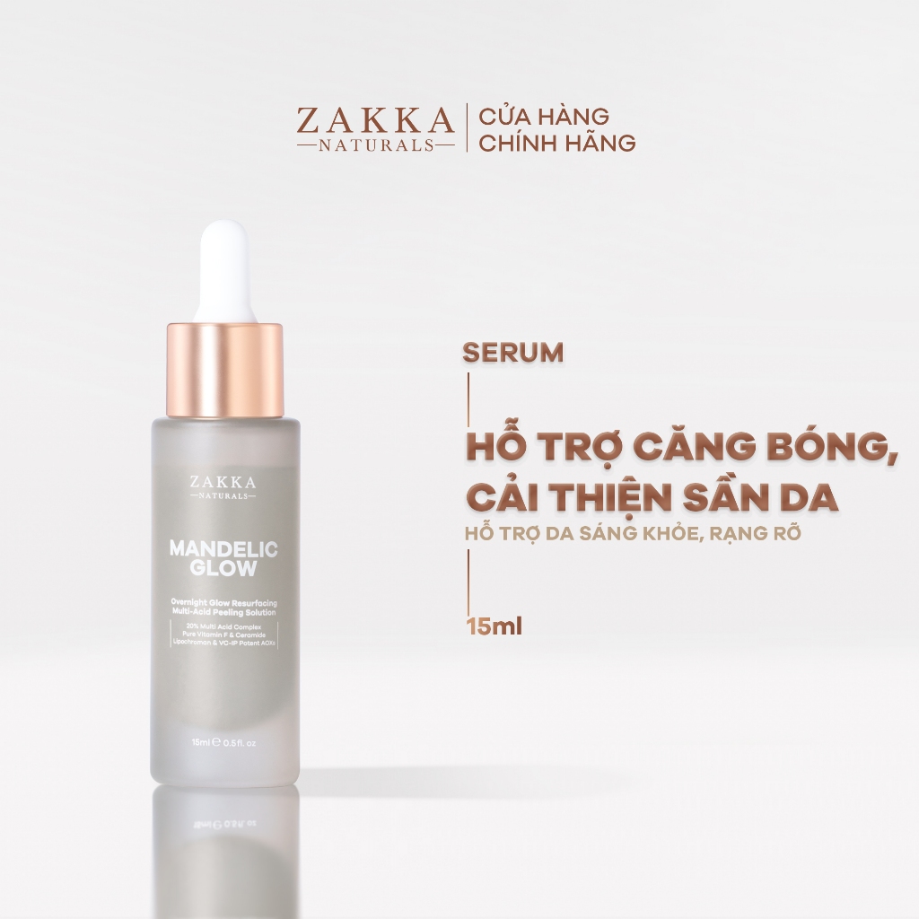 Tinh chất hỗ trợ căng bóng da Mandelic Glow Zakka Naturals 15ml