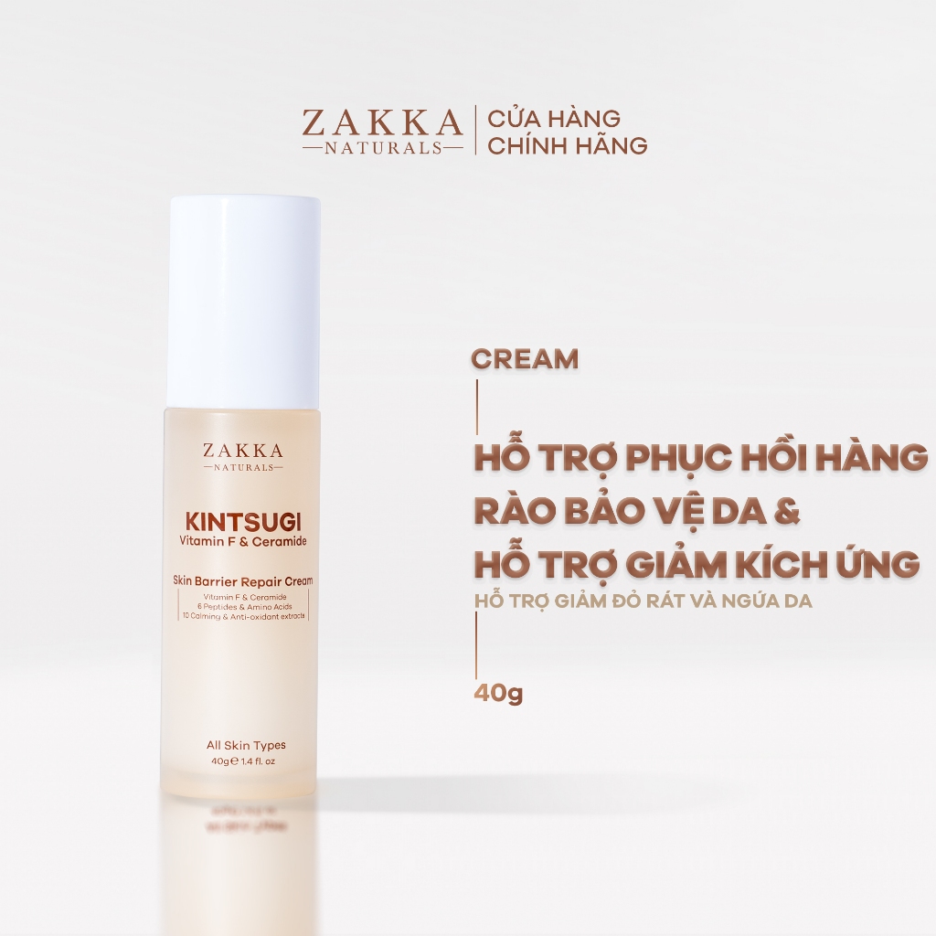 Kem dưỡng Kintsugi Peptides & Ceramide Skin Barrier Repair Cream Zakka Naturals 40g