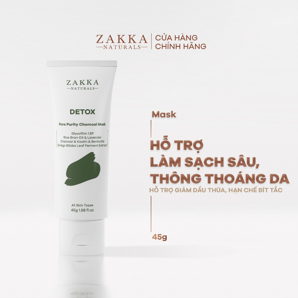 [BAO BÌ MỚI] Mặt nạ than hoạt tính làm sạch sâu Detox Zakka Naturals 45g
