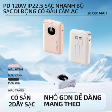 DX580 Sạc dự phòng Sạc Nhanh 120W pin dự phòng màn hình Led tích hợp 2 đầu sạc Tích hợp phích cắm AC