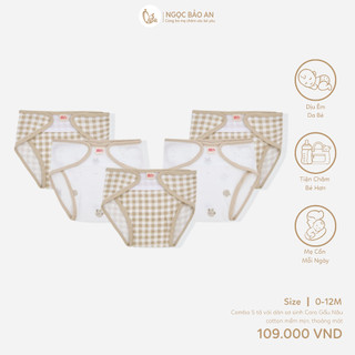 M&B (0-3M) Combo 5 tã vải dán sơ sinh cotton mềm mịn, thoáng mát an toàn cho da bé tiện lợi cho bé