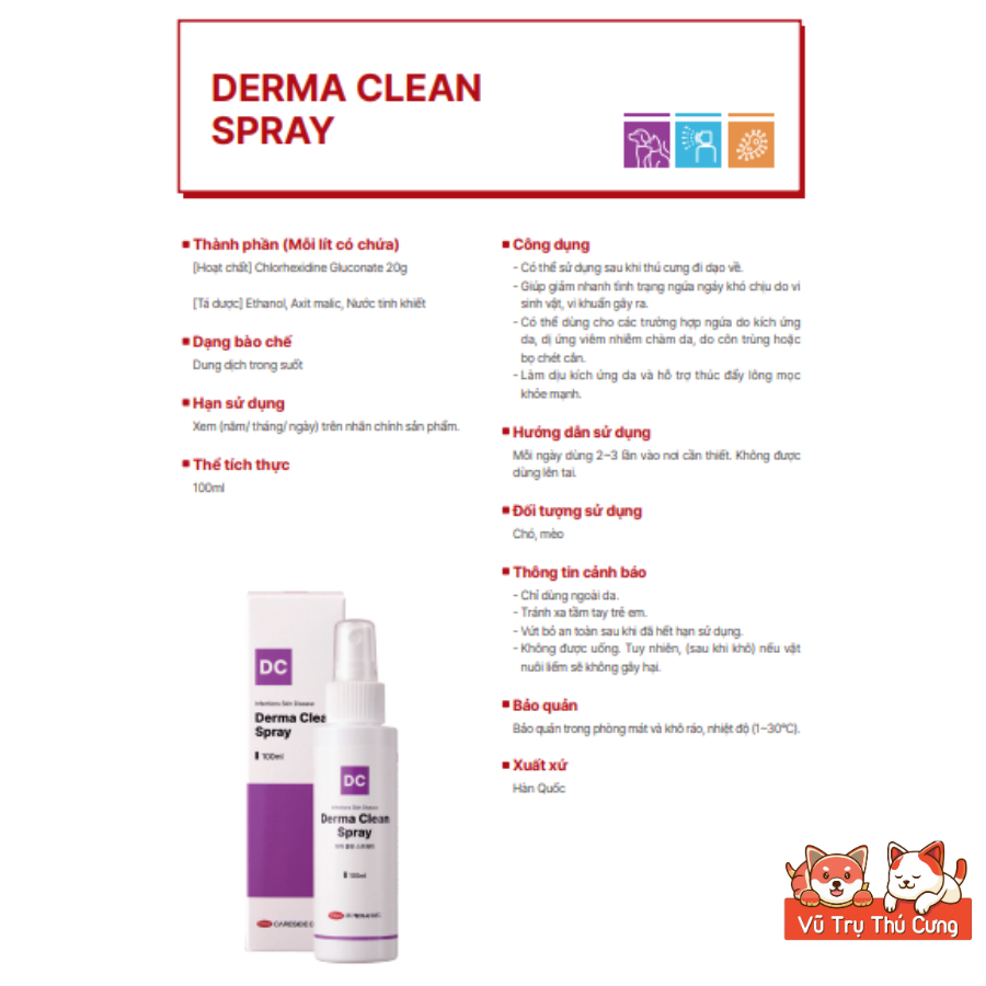 Dung Dịch Xịt Nấm Cho Chó Mèo Derma CareSide 100ml / Fungikur 50ml