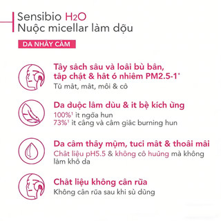 Bioderma Hồng Sensibio H2O 500ml Tẩy Trang Micellar Dịu Nhẹ Cho Da Nhạy Cảm, Chọn Nắp Thường/Pump