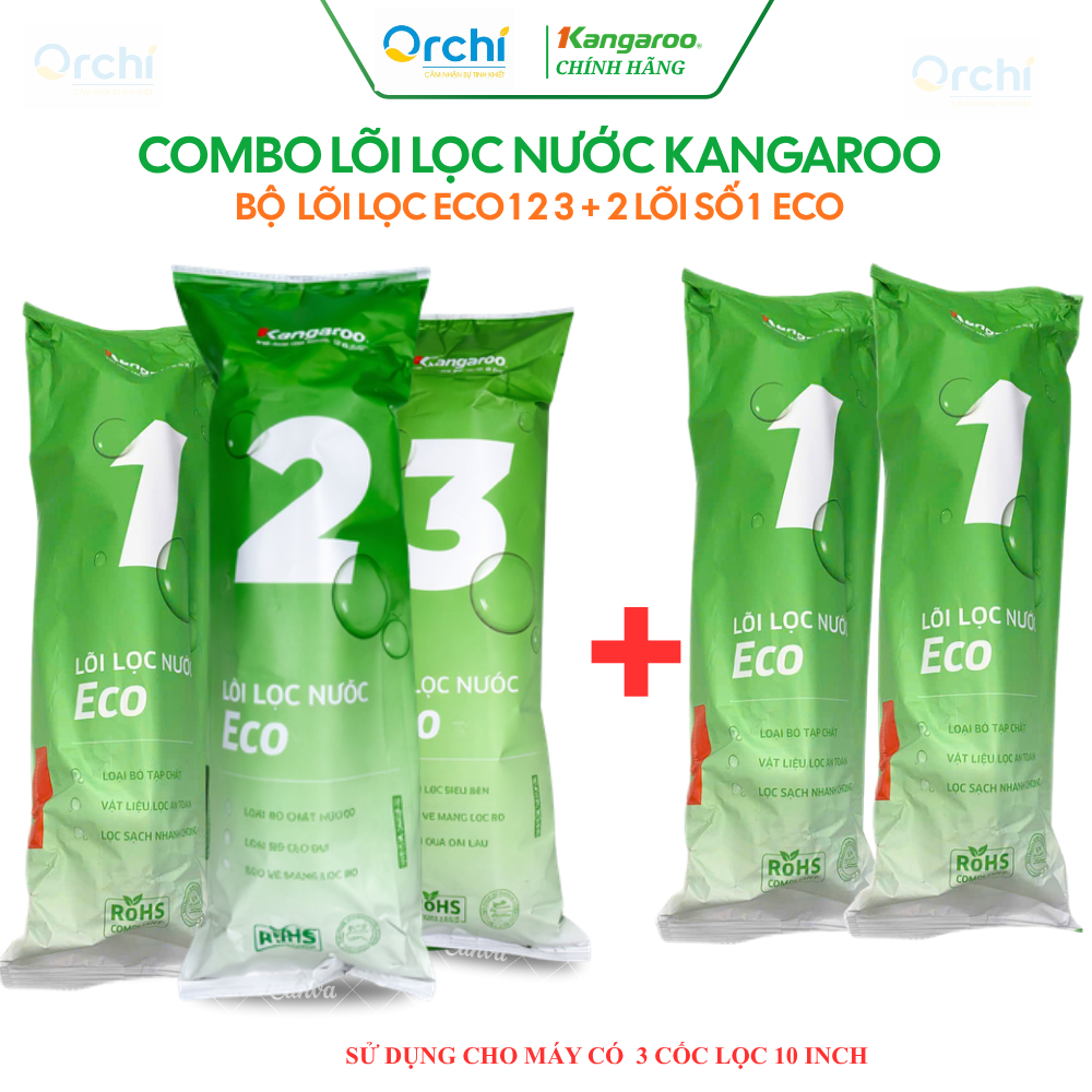 Combo 4 Lõi Lọc Nước 123 Kangaroo ECO Và Lõi Số 1 (123+1) Hoặc 5 Lõi (123+11) Loại Bỏ Cặn Bẩn Tiết Kiệm Chi Phí