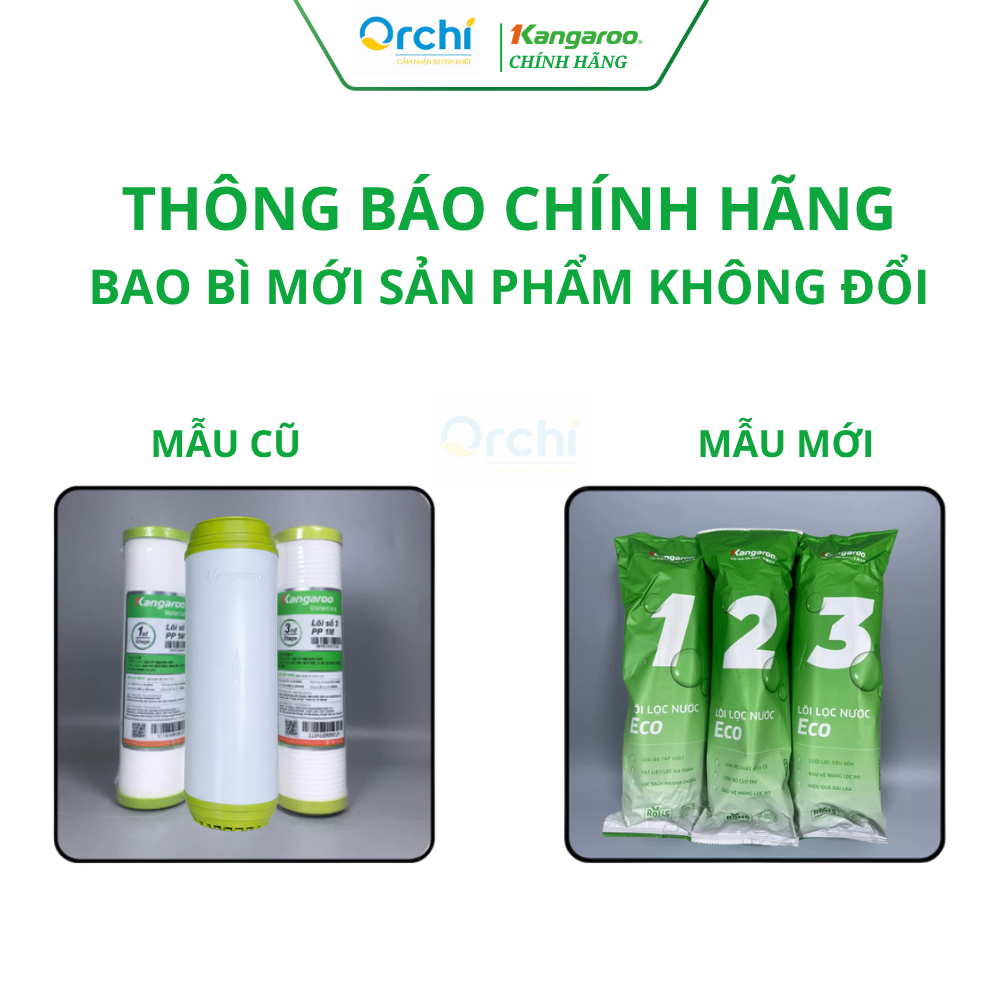 Combo 4 Lõi Lọc Nước 123 Kangaroo ECO Và Lõi Số 1 (123+1) Hoặc 5 Lõi (123+11) Loại Bỏ Cặn Bẩn Tiết Kiệm Chi Phí