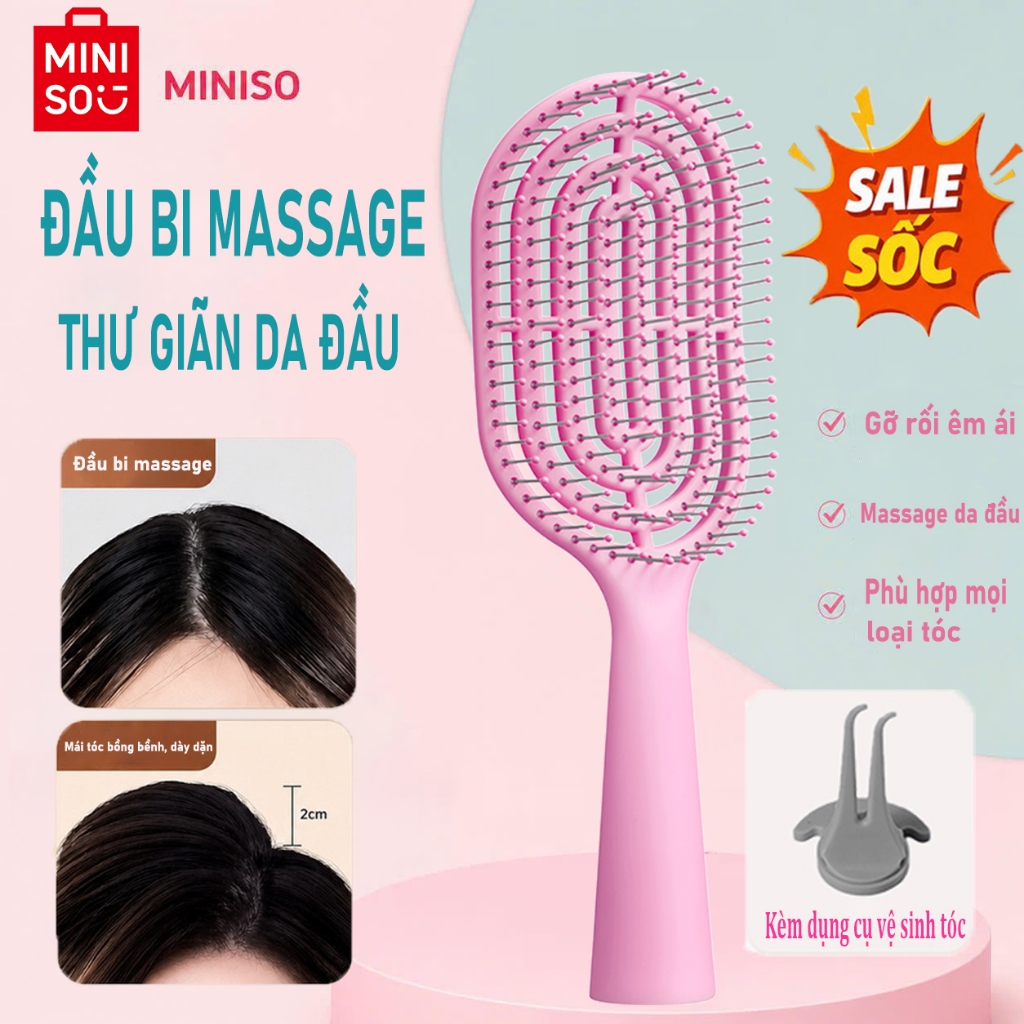 MINISO Lược Gỡ Rối Tạo Phồng Chân Tóc, Massage Da Đầu, Thiết Kế Rỗng Thoáng Khí, Chải Êm Ái, Phù Hợp Mọi Loại Tóc