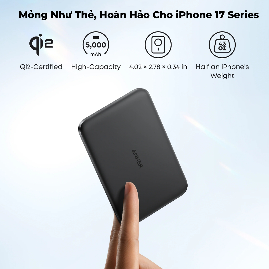 Sạc dự phòng từ tính không dây Anker Nano Maggo 5000mAh 15W | Mỏng nhỏ gọn - A1665| BH 18 tháng | BigBuy360 - bigbuy360.vn