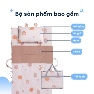 Bộ 5 Món Chăn Gối Gấp Gọn Cho Bé Đi Học Mầm Non, Tiểu Học | 70x120cm | Chất Liệu Cotton - Viscose, I Cool Mát Lạnh