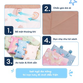 Bộ 5 Món Chăn Gối Gấp Gọn Cho Bé Đi Học Mầm Non, Tiểu Học | 70x120cm | Chất Liệu Cotton - Viscose, I Cool Mát Lạnh