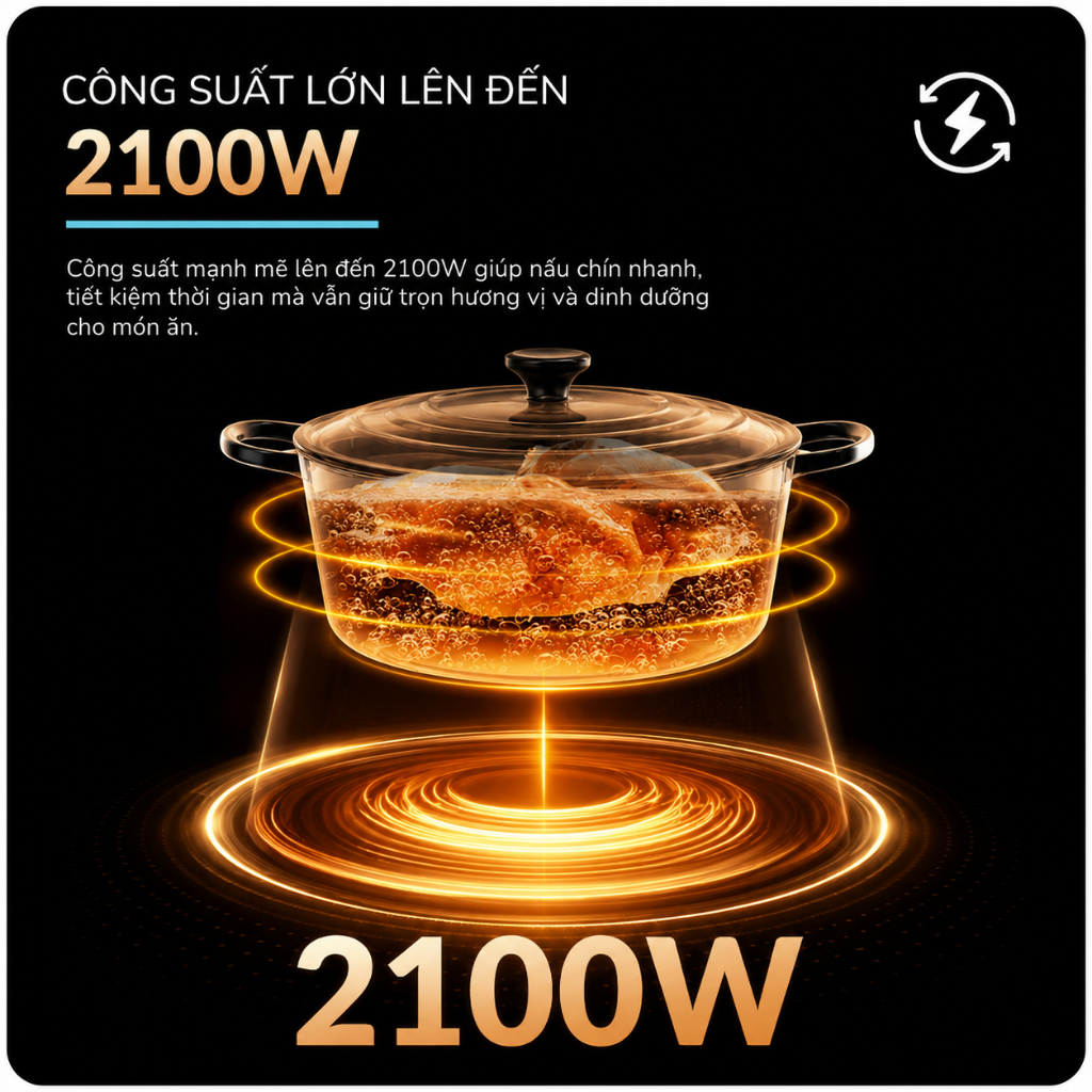Bếp Từ Đơn Haatz CIM260 2100W Mặt Kính Ceramic Cảm Ứng Thông Minh Hẹn Giờ 4 Giờ Khóa Trẻ Em