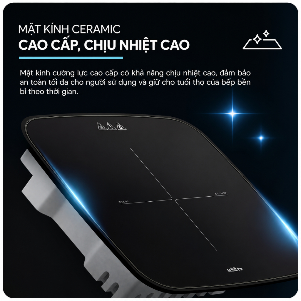 Bếp Từ Đơn Haatz CIM260 2100W Mặt Kính Ceramic Cảm Ứng Thông Minh Hẹn Giờ 4 Giờ Khóa Trẻ Em