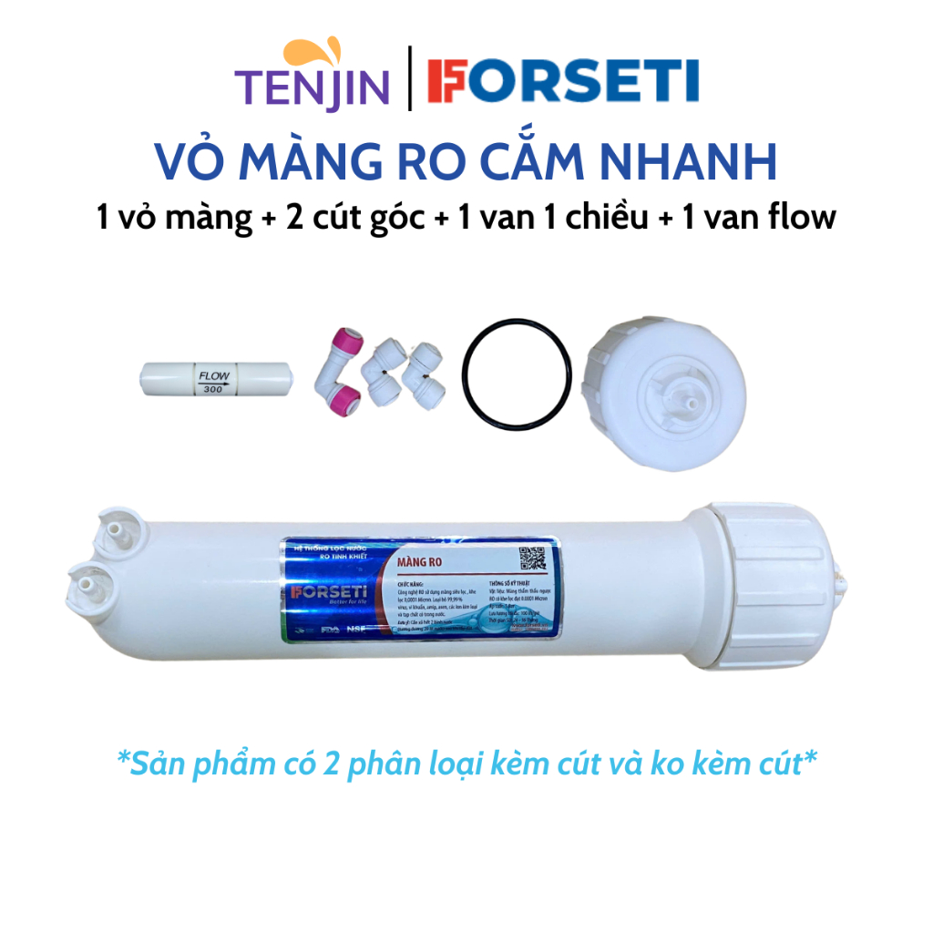 Vỏ Màng RO - Cốc Lọc Màng RO Cắm Nhanh Số 4 Kèm Cút Và Van Dành Cho Máy Lọc Dùng Màng RO Rời