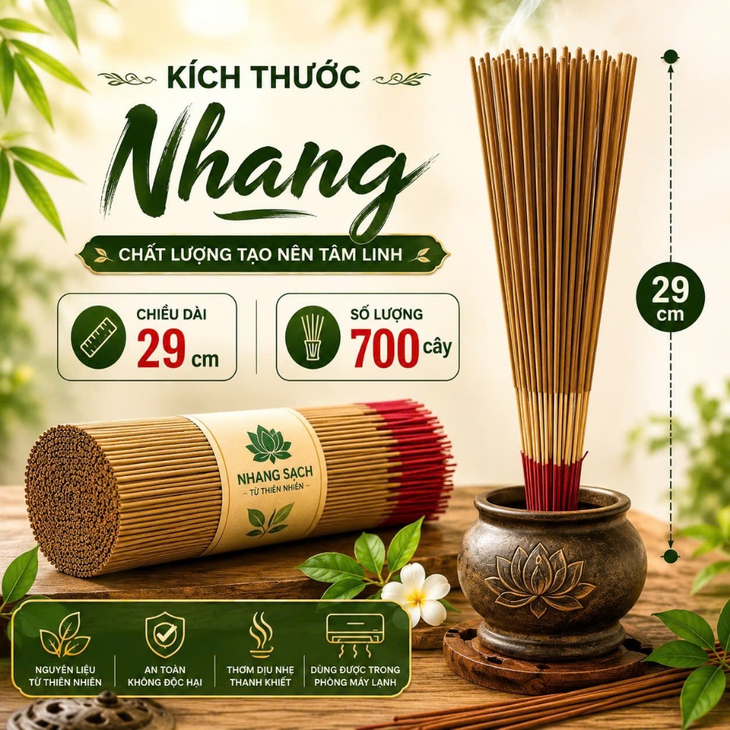 Nhang Thảo Dược Sạch Tâm Việt – HoangNam Living (Hương Quế 29cm, 100% Nguyên Liệu Tự Nhiên, An Toàn Cho Phòng Máy Lạnh)