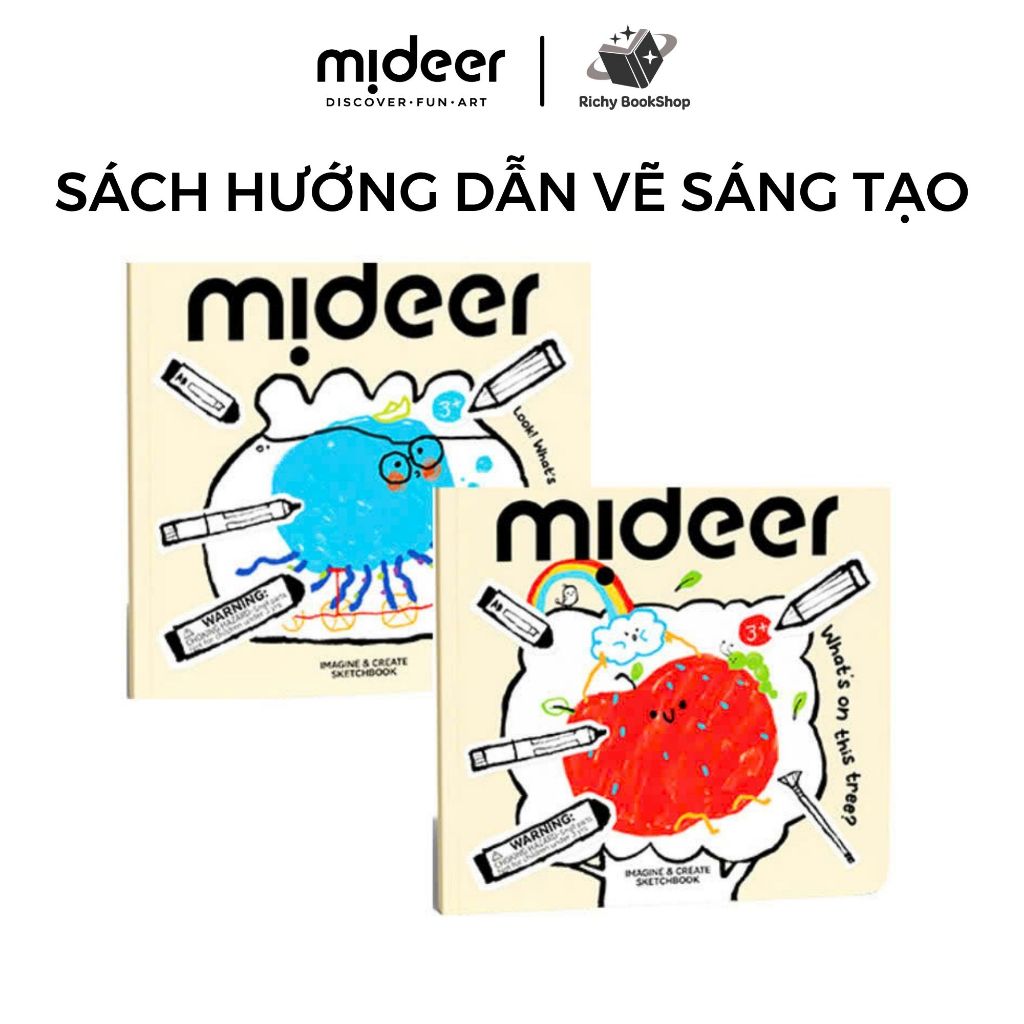 Sách Vẽ Sáng Tạo Cho Bé Mideer Sketchbook Sách Tô Màu DIY Phát Triển Trí Tưởng Tượng 3 Tuổi+