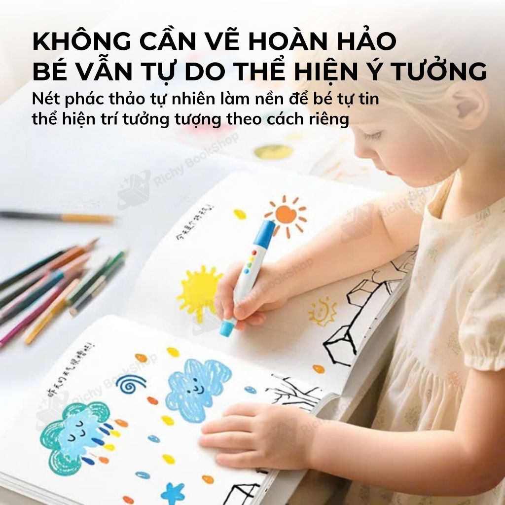 Sách Vẽ Sáng Tạo Cho Bé Mideer Sketchbook Sách Tô Màu DIY Phát Triển Trí Tưởng Tượng 3 Tuổi+