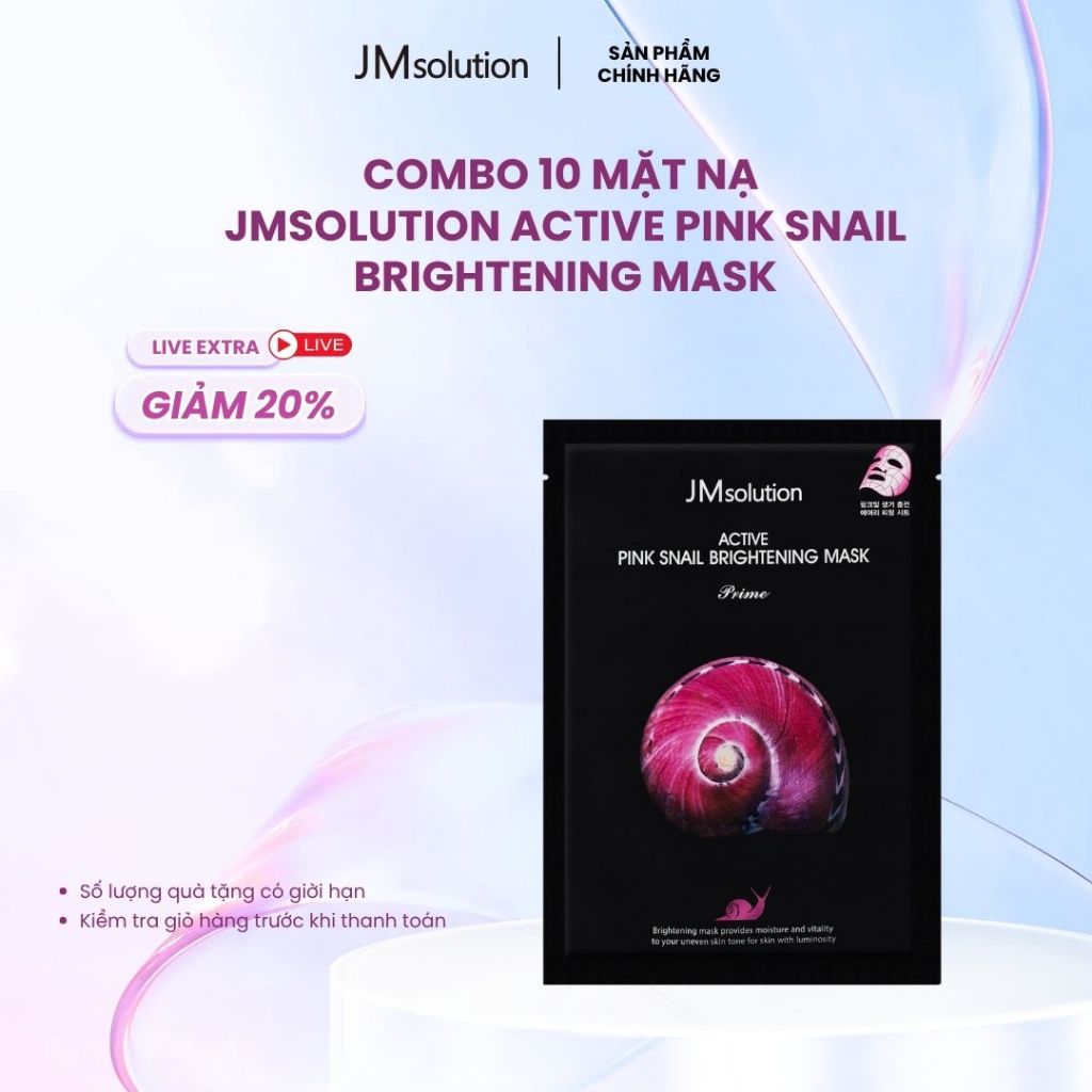 Combo 10 Mặt Nạ JMSolution Chiết Xuất Ốc Sên Dưỡng Da, Hỗ Trợ Da Căng Bóng, Sáng Mịn 30gx10 - JMSolution