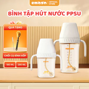 SVIP Bình Tập Hút Cho Bé Emoon PPSU Cao Cấp, Van Chống Sặc, Hỗ Trợ Chuyển Giai Đoạn Uống