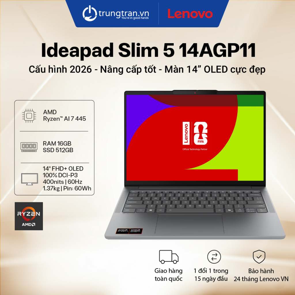 Lenovo IdeaPad Slim 5 14AGP11 83S1006RVN | Ryzen AI 7 445 | 16GB | 512GB | 14" FHD+ OLED |Trung Trần | BigBuy360 - bigbuy360.vn