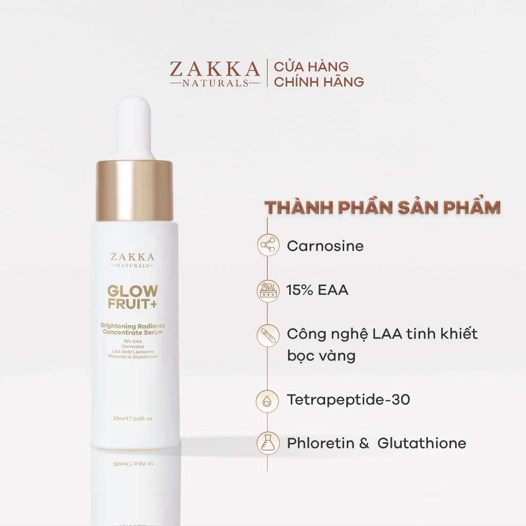 Bộ Đôi Zakka Naturals Serum Vitamin C GlowFruit+ 20ml và Serum B3 30ml Hỗ Trợ Làm Đều Màu Và Sáng Da