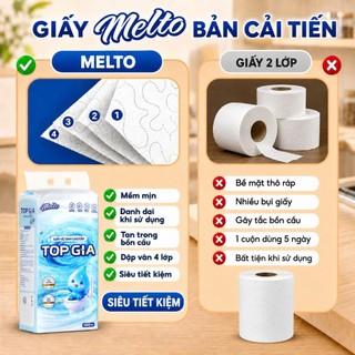 [TẶNG BÌNH GIỮ NHIỆT] Giấy vệ sinh cao cấp Melto TopGia 1000 tờ mềm mịn, tiện lợi an toàn
