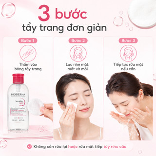 Nước Tẩy Trang Bioderma H2O 500ml Màu Hồng Làm Sạch Makeup Kem Chống Nắng, Nắp Thường & Pump