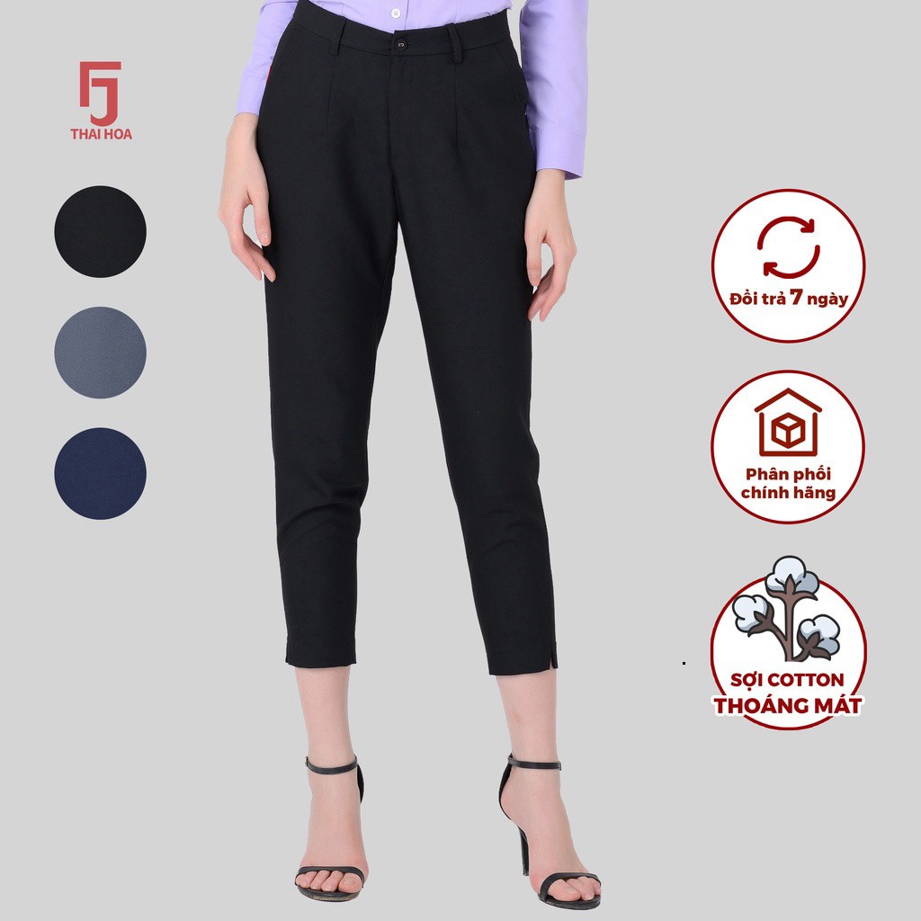 [ HÀNG CTY ] Quần tây baggy công sở nữ Thái Hòa quần lửng QAW1920-R03