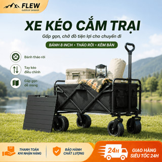Xe Kéo Cắm Trại Gấp Gọn, Bánh 5/8 Inch Tháo Rời, Tay Kéo Chỉnh Cao, Vải Oxford 600D, Khung Thép