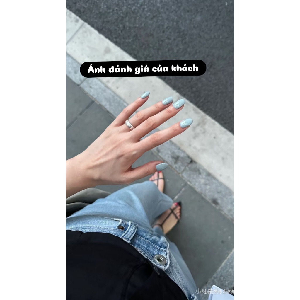[T03] Nail box sơn trơn xanh pastel form tròn ngắn, móng tay giả basic tự gắn tại nhà TẶNG KEO LEUBOX
