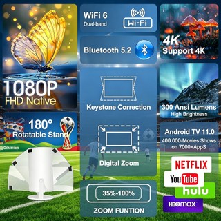 Máy Chiếu Di Động 1080p 4K Kết Nối Không Dây Độ Nét Cao - Bluetooth Cho Rạp Phim, Học Trực Tuyến