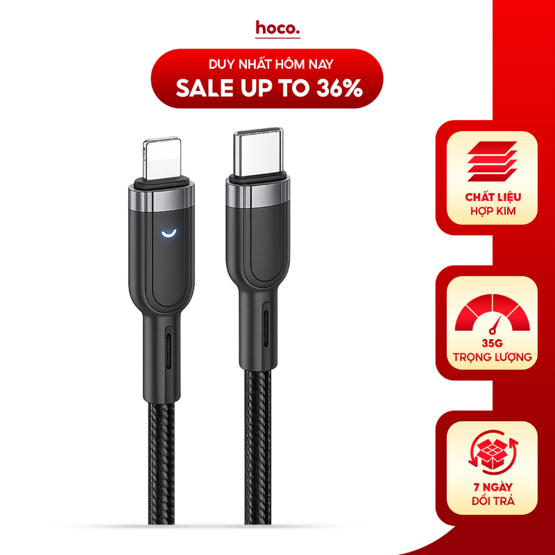 Dây sạc nhanh 20w Hoco, Cáp sạc điện thoại chính hãng cho phone x-14promax,chất liệu bọc dù dài 1m 1m2 2m 3m chống rối..