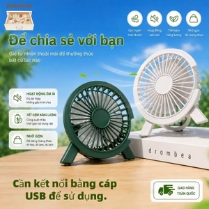 Quạt USB gió - PP cao cấp mịn êm, không phai màu, lưới an toàn chống kẹt tay, đặt bàn chắc chắn - Dùng cho văn phòng, si