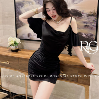 Đầm nhún cổ đổ 481 tay rũ mềm mại, thanh lịch cuốn hút