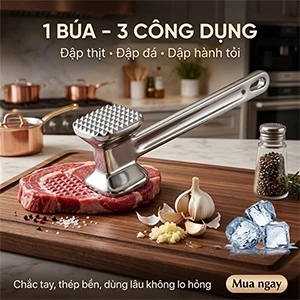 Búa Đập Thịt , Đập Gừng Tỏi Kết Cấu 2 Mặt Bằng Nhôm Đúc Chống Gỉ Set, Dụng Cụ Xăm Thịt Làm Mềm Thịt