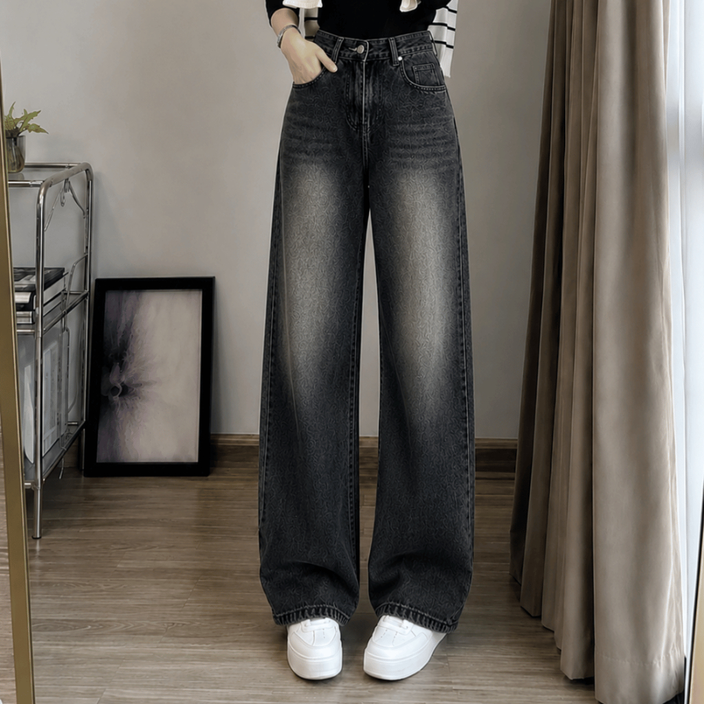 Quần Jean Nữ Bigsize 55-90kg Lưng Cao Trơn Basic Ống Suông, Quần Bò Màu Trắng Đen Xanh Đi Học MS105